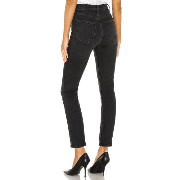 AGOLDE Riley High Rise Straight Crop (Stretch) Jeans in Panoramic Black Size 31 - Picture 2 of 14